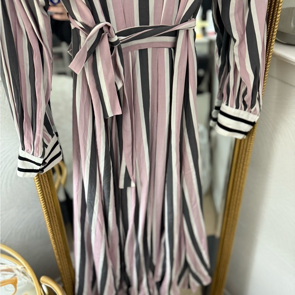 Current Air Pink and Black Striped Long Sleeve Dress - Picture 9 of 10
